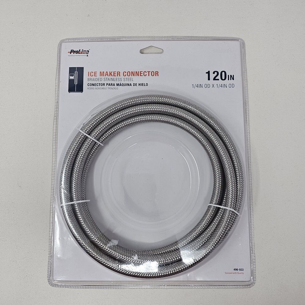 Proline Plumbing & Heating 1/4" x 120" Stainless Steel Ice Maker Connector‎ Hose